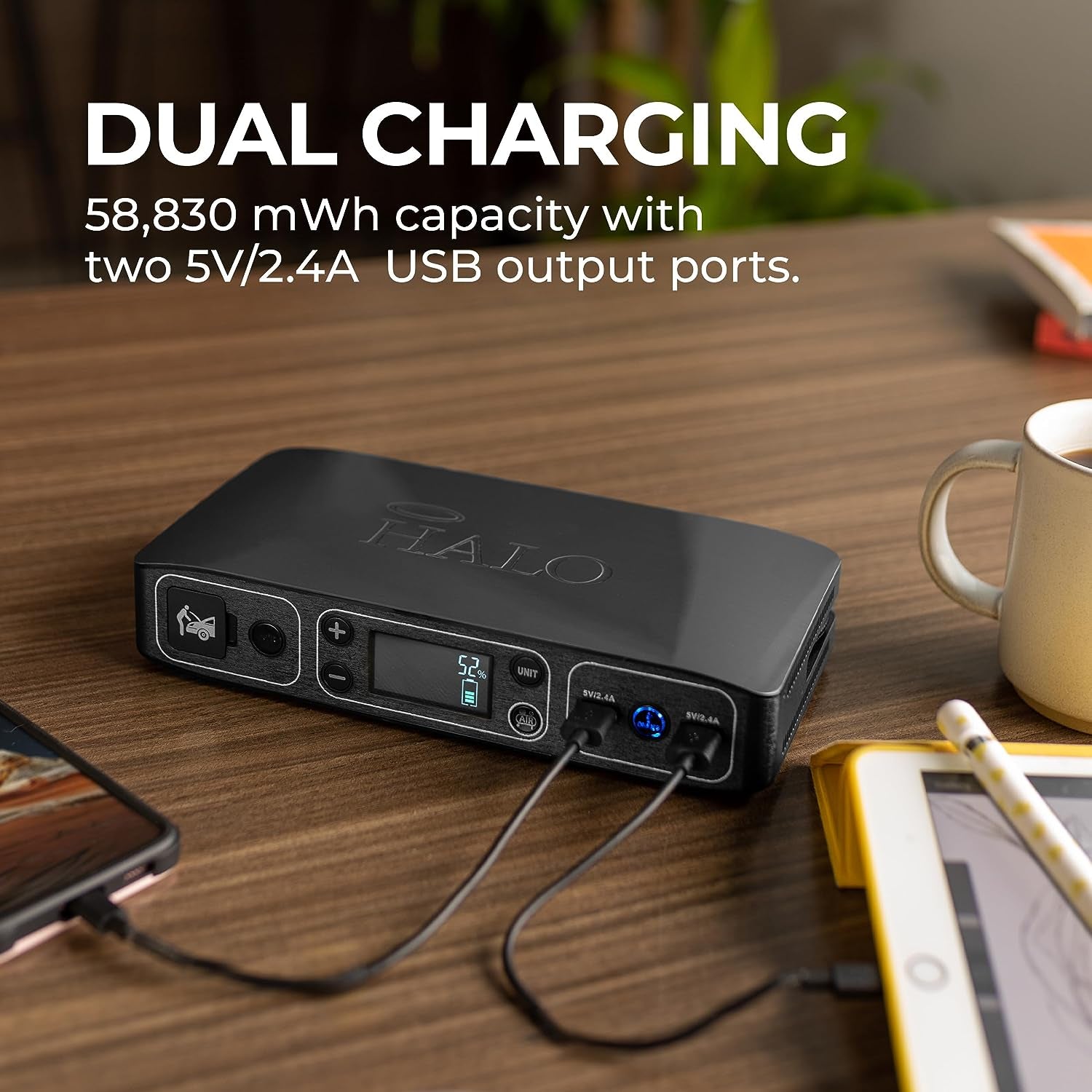 Power Up Anywhere: Bolt Air 58830 Portable Car Jump Starter with 100 PSI Air Compressor, USB Power Bank, Emergency Floodlight & Charger for Cars, SUVs & Trucks - TSA Approved in Stylish Gray