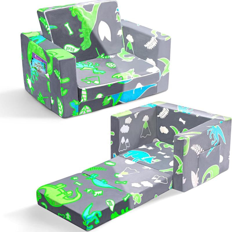 OSYKIU 2-in-1 Convertible Toddler Couch and Lounger - Soft Sherpa Design for Magical Playtime and Cozy Relaxation, Perfect for Boys and Girls