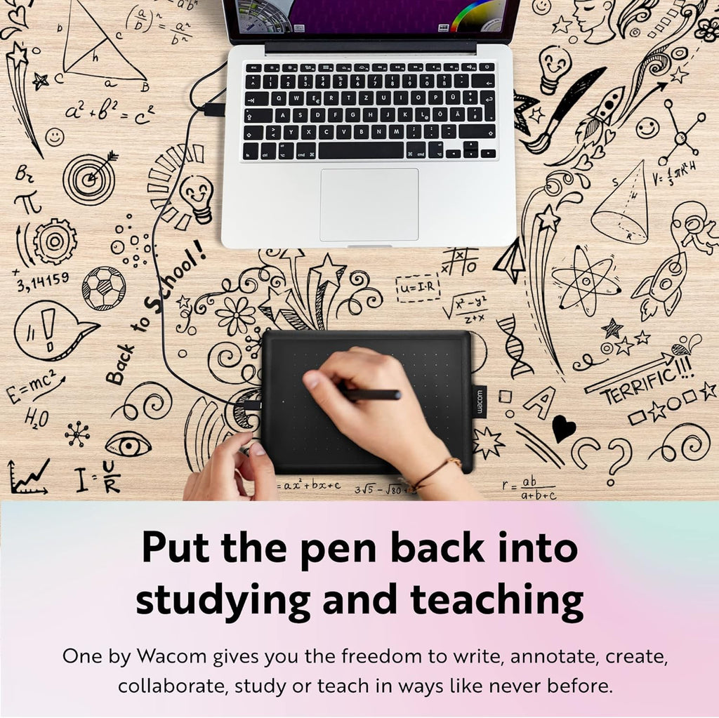 Transform Your Creativity with the One by Wacom Small Graphics Drawing Tablet - Portable 8.3 x 5.7 Inches, Ergonomic 2048 Pressure Sensitive Pen, Compatible with Chromebook, Mac, and Windows
