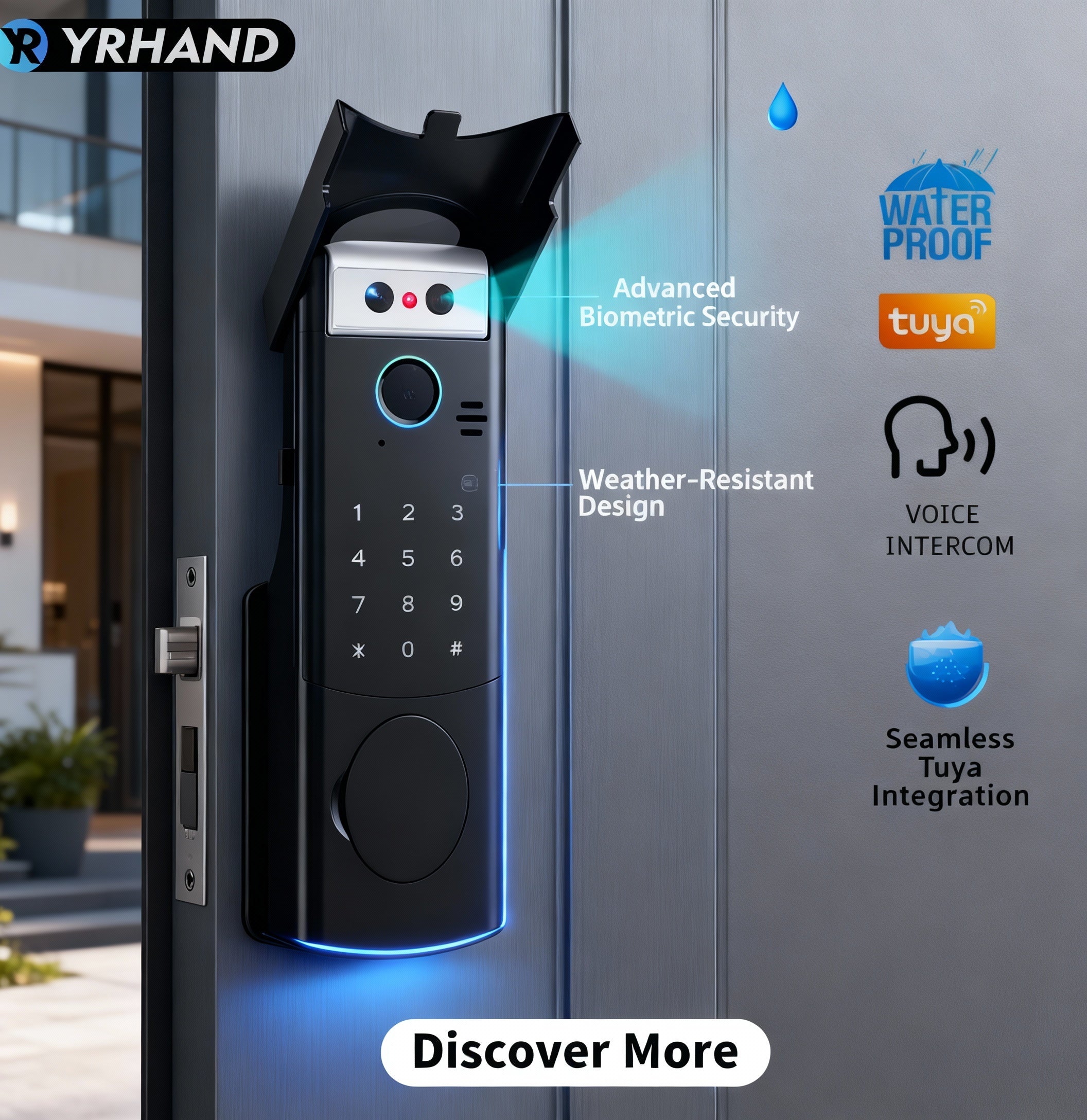 Revolutionary Tuya WiFi 3D Face Recognition Smart Lock - Waterproof, Multi-Access Security for Your Home
