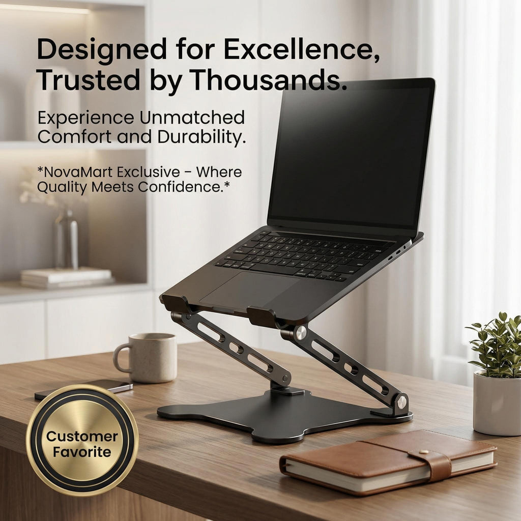 Elevate Your Workspace with the Adjustable Aluminum Alloy Laptop and Tablet Stand - Portable, Folding Design for Laptops Up to 17"