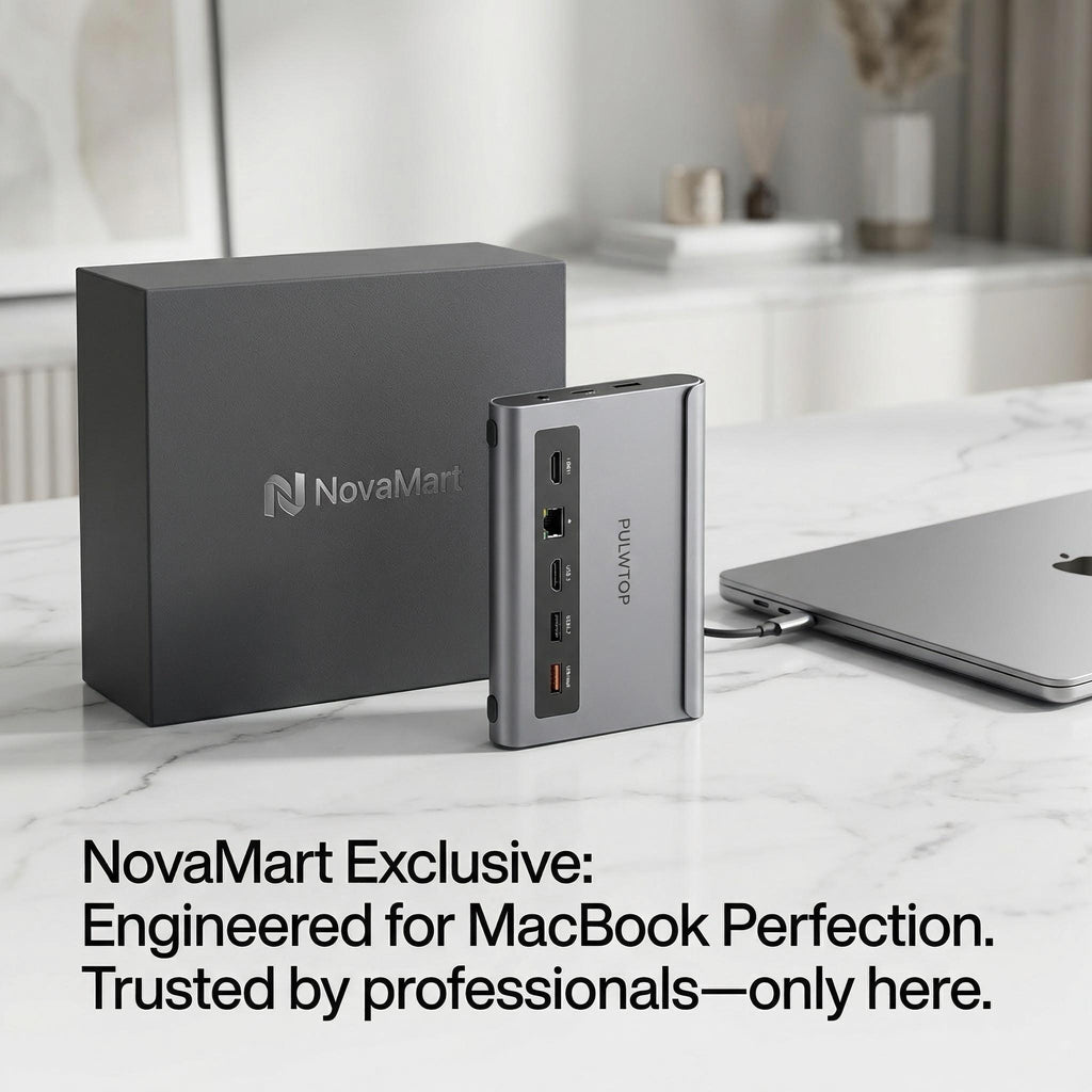 Elevate Your Workspace with the PULWTOP 11-in-1 MacBook Docking Station - Dual 4K@60Hz HDMI, Super Speed USB-C, and Gigabit Ethernet for Ultimate Connectivity