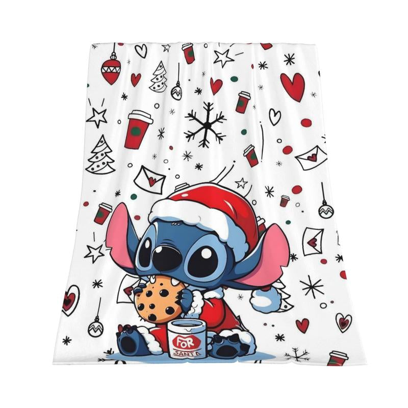 Cozy Disney Lilo & Stitch Christmas Throw Blanket - Plush Holiday Decor & Perfect Gift for Sofa and Bedroom