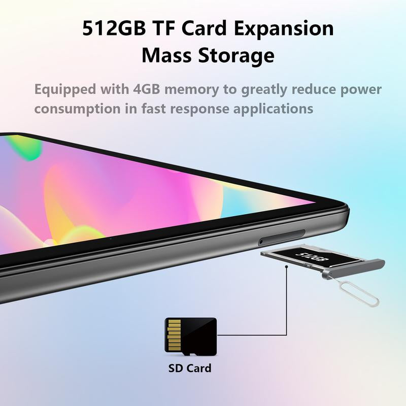 2024 Newest 10-Inch Android Tablet - 2-in-1 with Keyboard, Octa-Core, 128GB ROM, 1TB Expandable, HD Screen, 13MP Camera, 7000mAh Battery, Bluetooth 5.0, Includes Mouse, Stylus, and Case