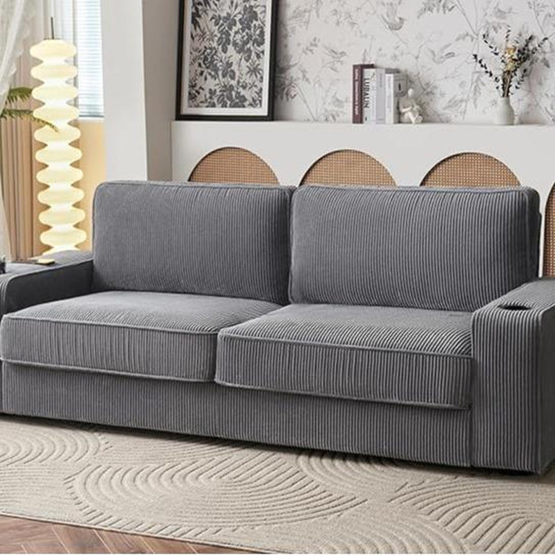 Amerlife Modern Oversized Sofa – Premium Bouclé/Chenille/Corduroy | 23" Deep Seat | USB Charging Ports | Cup Holders | Heavy-Duty Frame (2400 lbs Capacity)