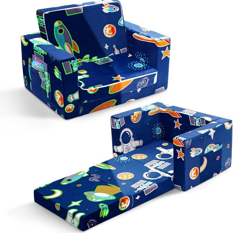 OSYKIU 2-in-1 Convertible Toddler Couch and Lounger - Soft Sherpa Design for Magical Playtime and Cozy Relaxation, Perfect for Boys and Girls