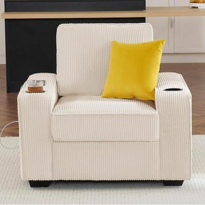 Amerlife Modern Oversized Sofa – Premium Bouclé/Chenille/Corduroy | 23" Deep Seat | USB Charging Ports | Cup Holders | Heavy-Duty Frame (2400 lbs Capacity)