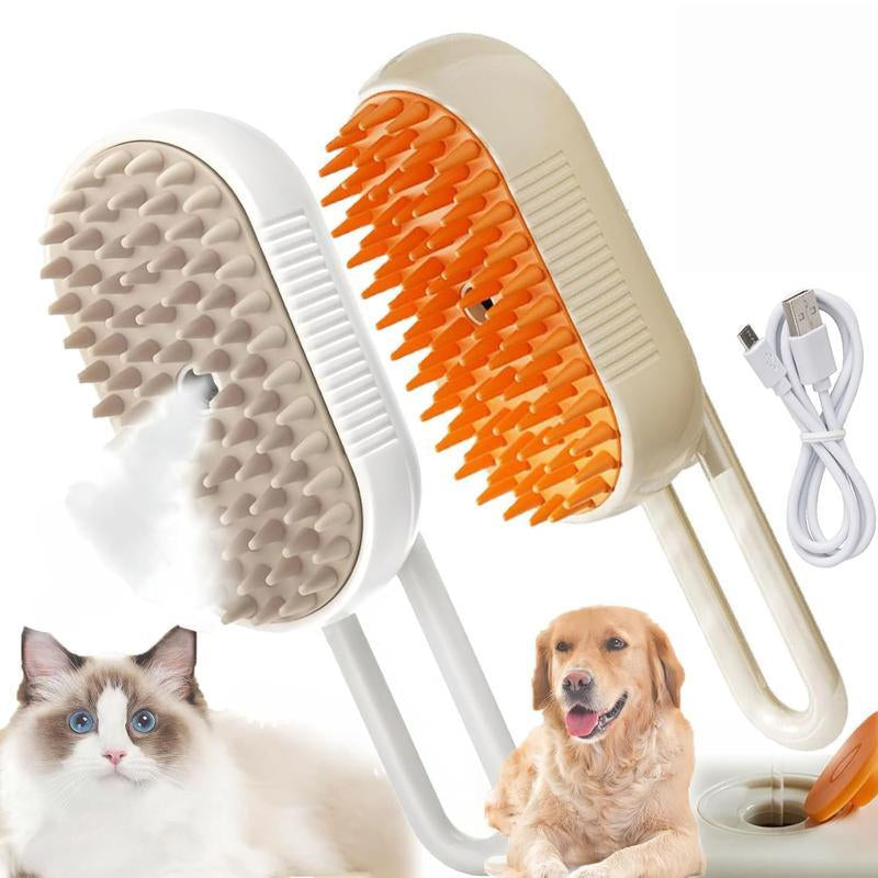 3-in-1 Steam Pet Brush - Advanced Grooming Comb for Dogs & Cats, Effortlessly Remove Fur with Steamy Mist Technology