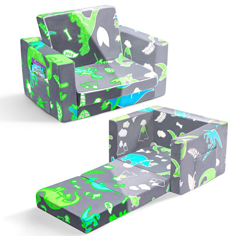 OSYKIU 2-in-1 Convertible Toddler Couch and Lounger - Soft Sherpa Design for Magical Playtime and Cozy Relaxation, Perfect for Boys and Girls