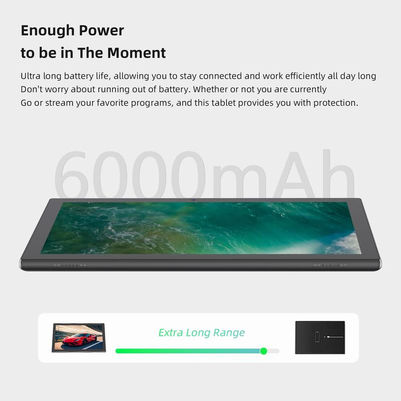 Powerful 10.1" Android Tablet with Keyboard & Mouse - Quad-Core 2.0GHz, 12GB RAM, 128GB Storage - Perfect for Work & Play, Ideal Christmas Gift!