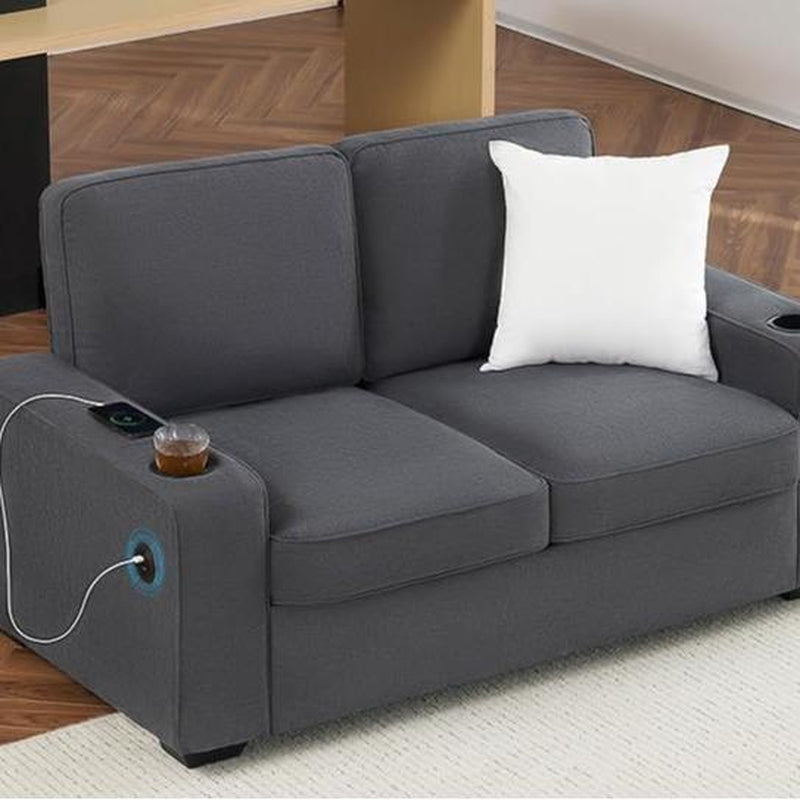 Amerlife Modern Oversized Sofa – Premium Bouclé/Chenille/Corduroy | 23" Deep Seat | USB Charging Ports | Cup Holders | Heavy-Duty Frame (2400 lbs Capacity)