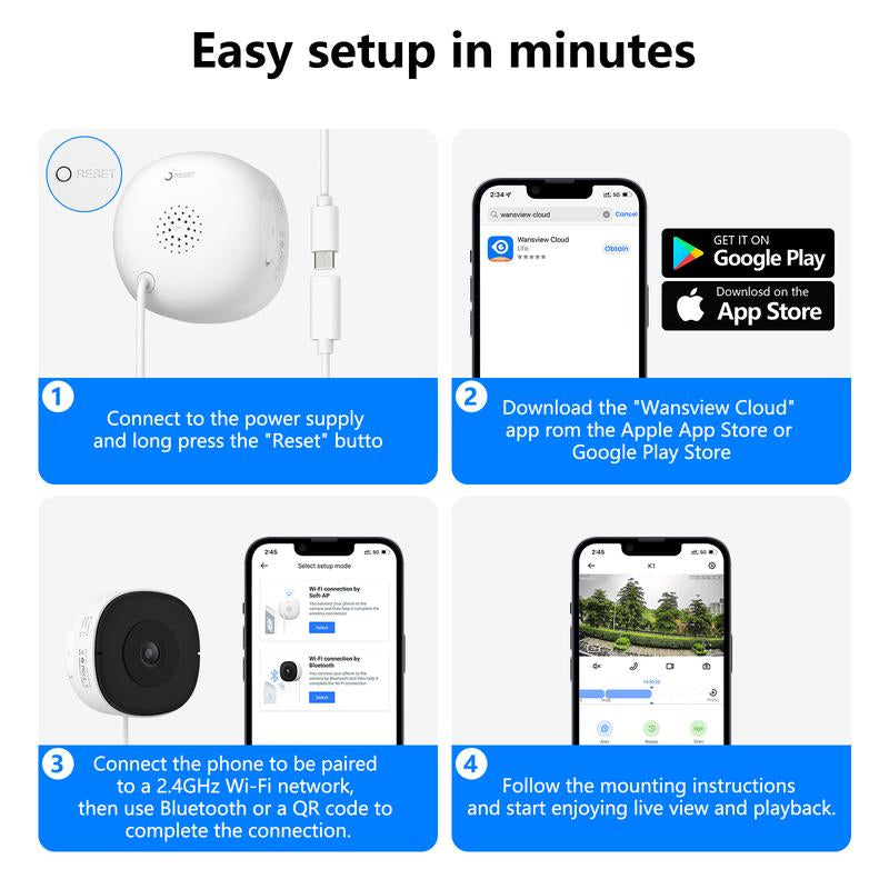 Wansview 3MP 2K Window Security Camera - AI Night Vision, 24/7 Recording, Easy Setup, Works with Alexa & Google Home