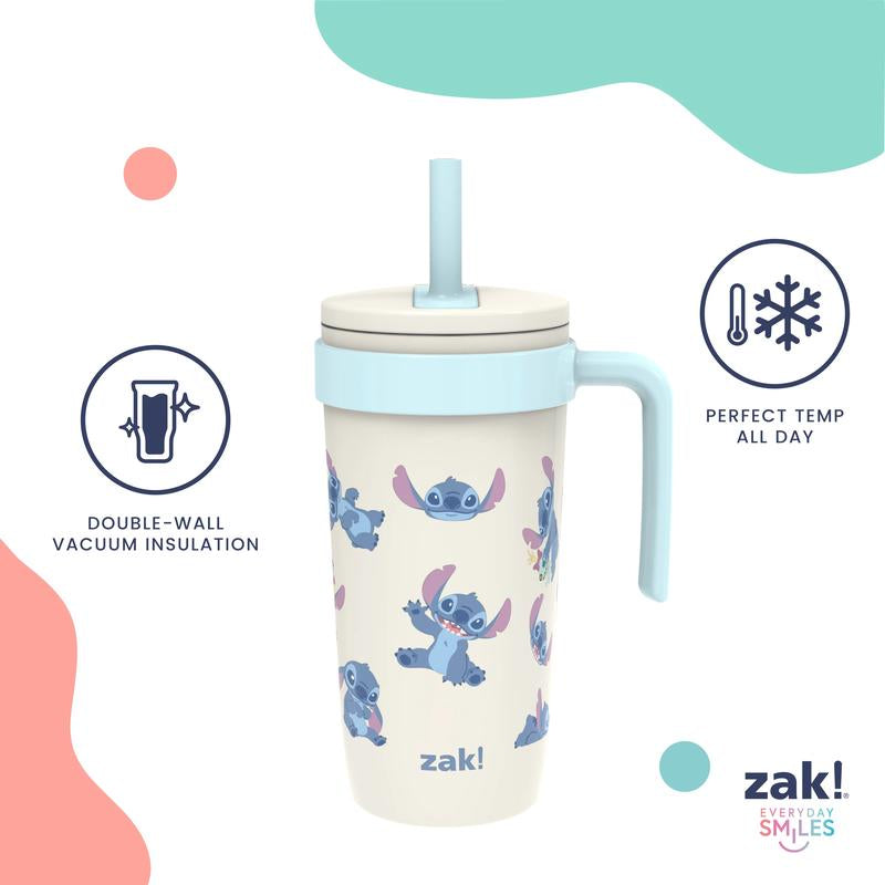 Zak Designs Fairway Kids Insulated Stainless Steel Tumbler - Splash-Proof Lid & Silicone Spout for Easy Sipping!