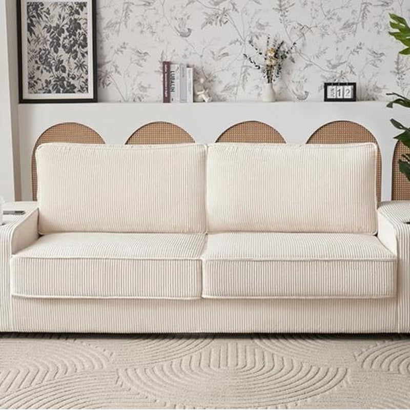 Amerlife Modern Oversized Sofa – Premium Bouclé/Chenille/Corduroy | 23" Deep Seat | USB Charging Ports | Cup Holders | Heavy-Duty Frame (2400 lbs Capacity)