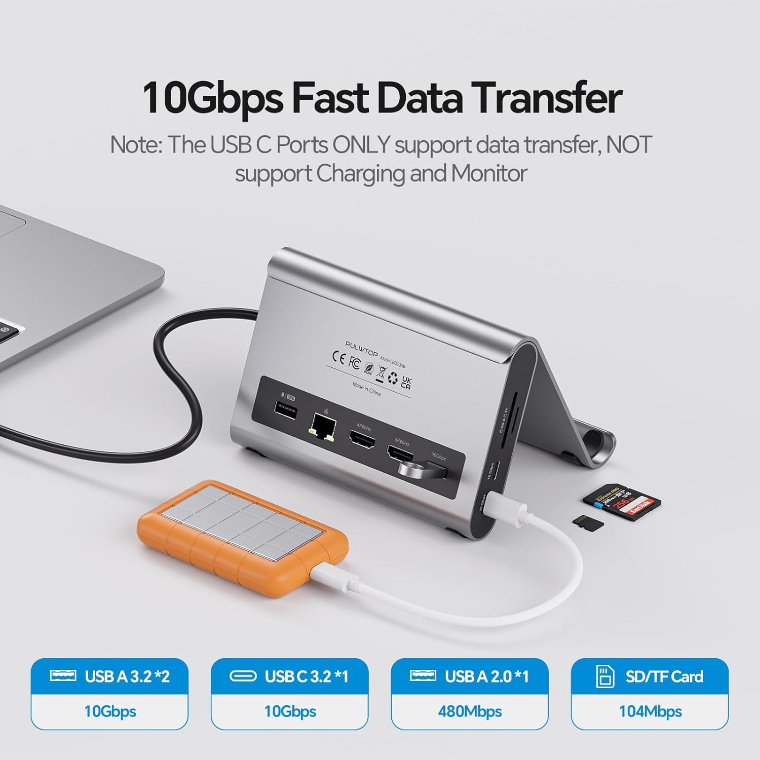 Elevate Your Workspace with the PULWTOP 11-in-1 MacBook Docking Station - Dual 4K@60Hz HDMI, Super Speed USB-C, and Gigabit Ethernet for Ultimate Connectivity