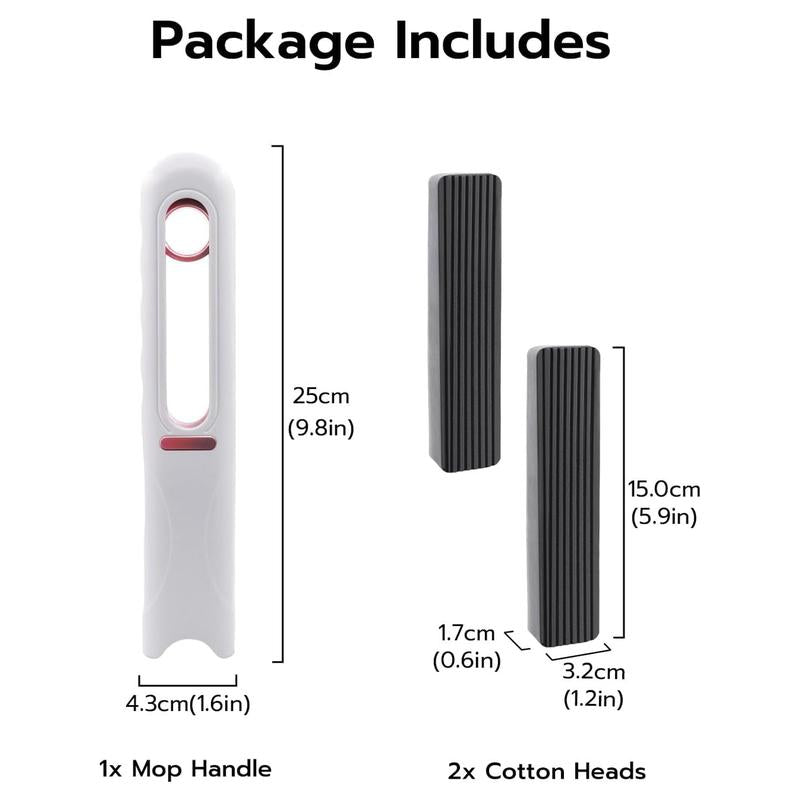 Mini Cleaning Mop,Mini Sponge Mop,Wet and Dry Use Cleaning System,2 Sponge Head & 1 Squeeze Handle,Mini Mop for Bathroom,Kitchen,Desktop,Glass,Living Room,Car.