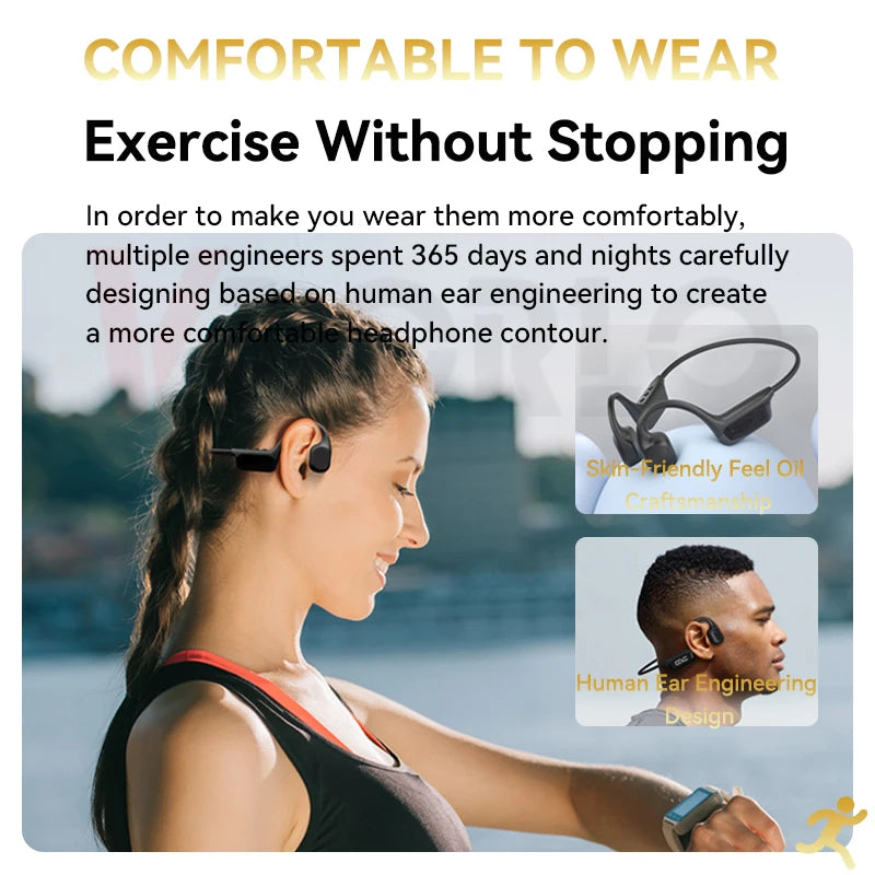 Revolutionary Bone Conduction Bluetooth 5.4 Headphones - Waterproof IPX8, Perfect for Swimming & Sports, Includes 32GB MP3 Player Support