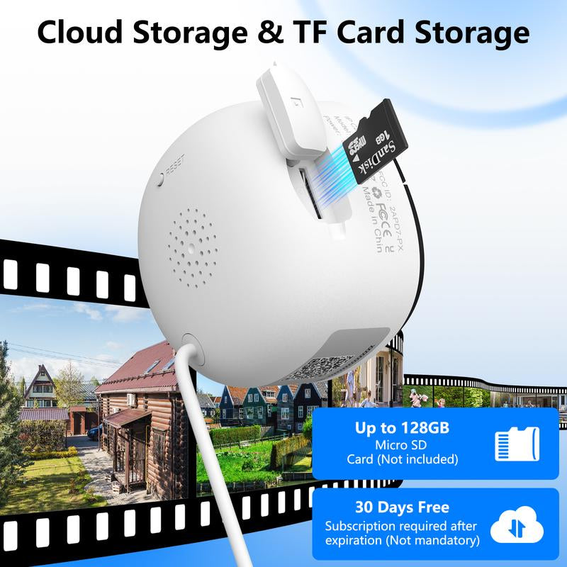 Wansview 3MP 2K Window Security Camera - AI Night Vision, 24/7 Recording, Easy Setup, Works with Alexa & Google Home