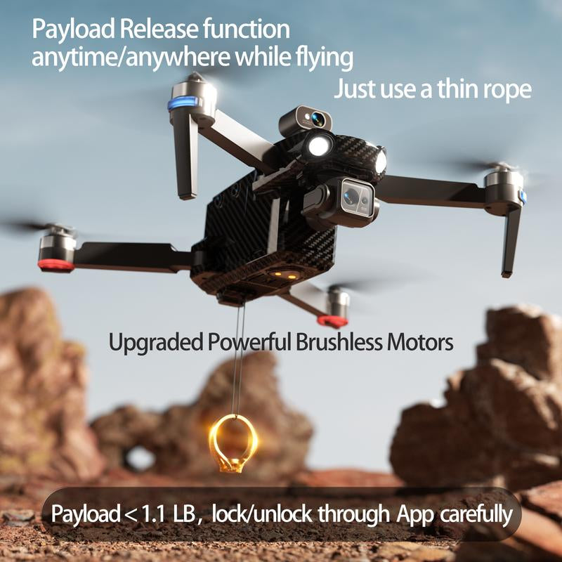 Bingchat AE Pro+ Carbon Fiber Drone - Capture Stunning 4K HD Footage with 3-Axis Gimbal, Obstacle Avoidance, 82-Minute Flight Time & 5 Miles Range!