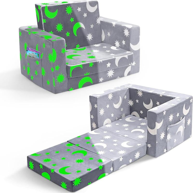 OSYKIU 2-in-1 Convertible Toddler Couch and Lounger - Soft Sherpa Design for Magical Playtime and Cozy Relaxation, Perfect for Boys and Girls