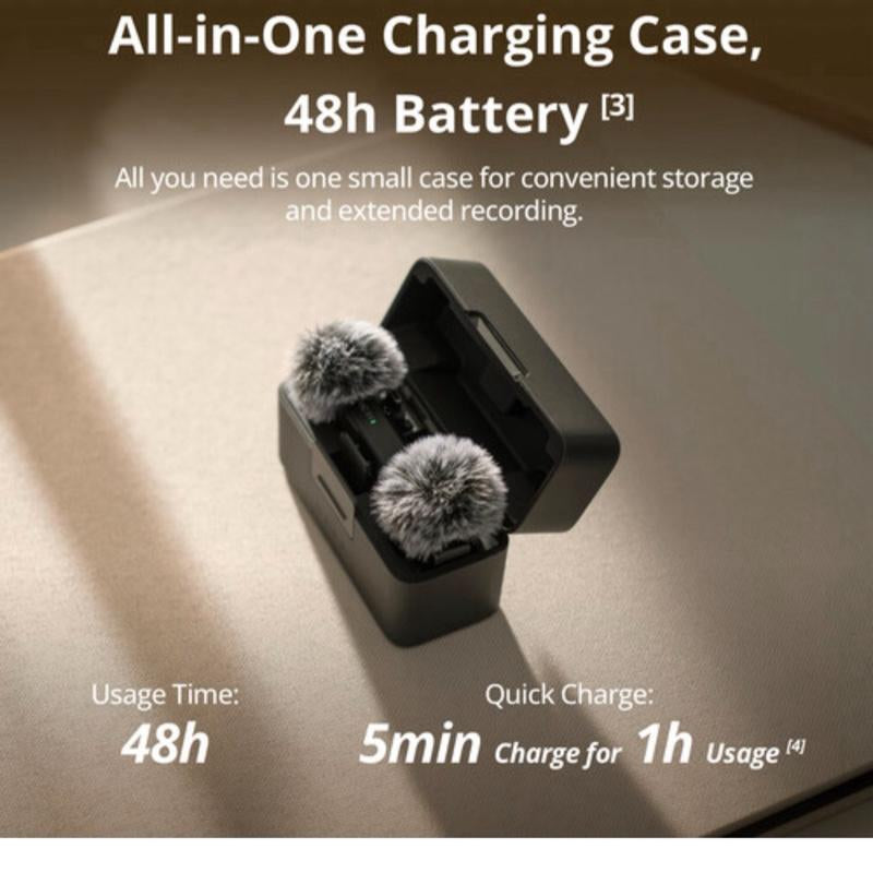 DJI Mic Mini: Compact 2-Person Wireless Microphone System for Camera & Smartphone with Charging Dock - 2.4 GHz