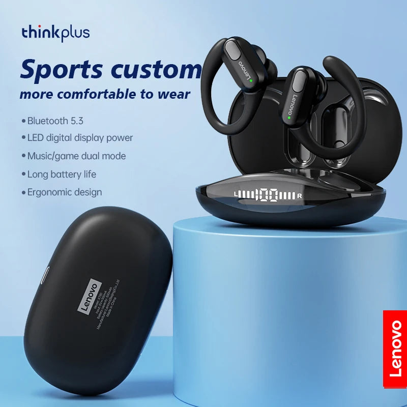 XT80 Wireless Sports Earphones - HiFi Stereo Sound, Bluetooth 5.3, LED Power Display, Built-in Mics