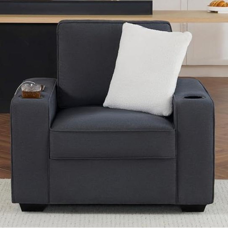 Amerlife Modern Oversized Sofa – Premium Bouclé/Chenille/Corduroy | 23" Deep Seat | USB Charging Ports | Cup Holders | Heavy-Duty Frame (2400 lbs Capacity)