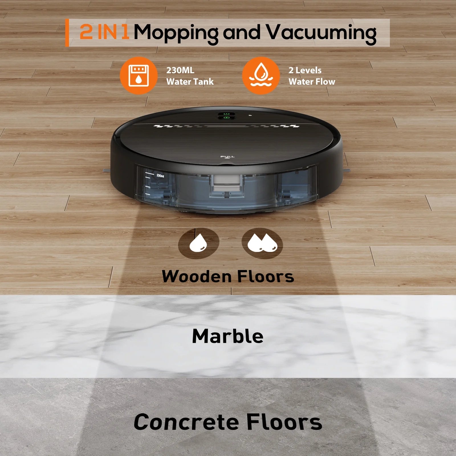 Effortless Cleaning with GOOVI Robot Vacuum and Mop Combo - Smart Wi-Fi Enabled, Remote Control & 120-Minute Battery Life in Sleek Black