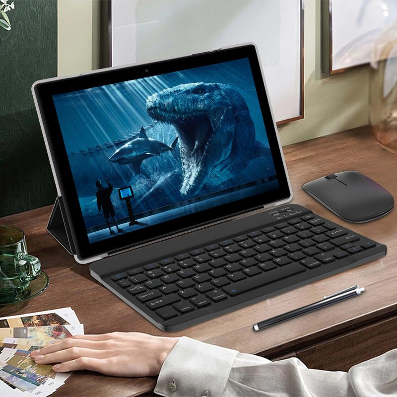 Powerful 10.1" Android Tablet with Keyboard & Mouse - Quad-Core 2.0GHz, 12GB RAM, 128GB Storage - Perfect for Work & Play, Ideal Christmas Gift!